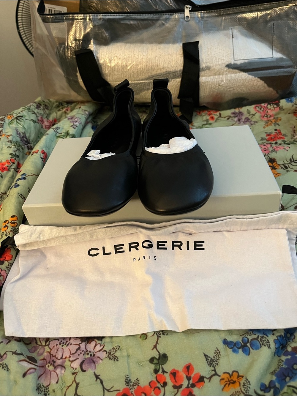 Robert Clergerie Black Leather Slip-On Ballet Flats - Picture 5 of 5